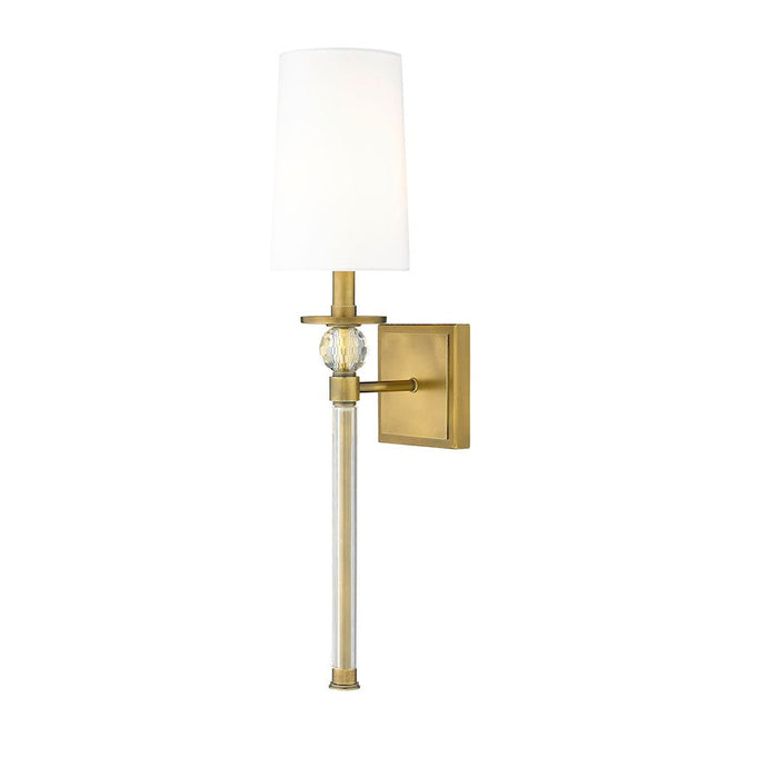 Z-Lite Mia 1 Light 24" Wall Sconce, Rubbed Brass/White