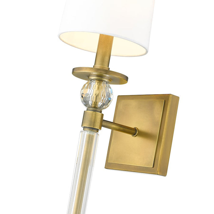 Z-Lite Mia 1 Light 24" Wall Sconce, Rubbed Brass/White