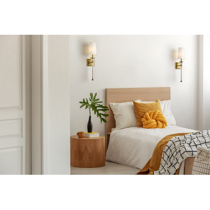 Z-Lite Mia 1 Light 24" Wall Sconce, Rubbed Brass/White