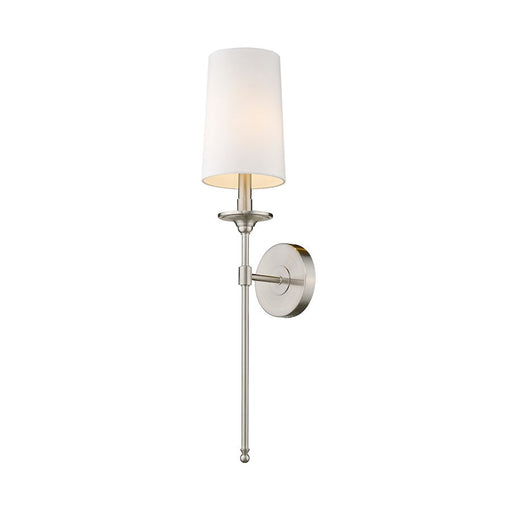 Z-Lite Emily 1 Light 26" Wall Sconce, Brushed Nickel, White - 807-1S-BN