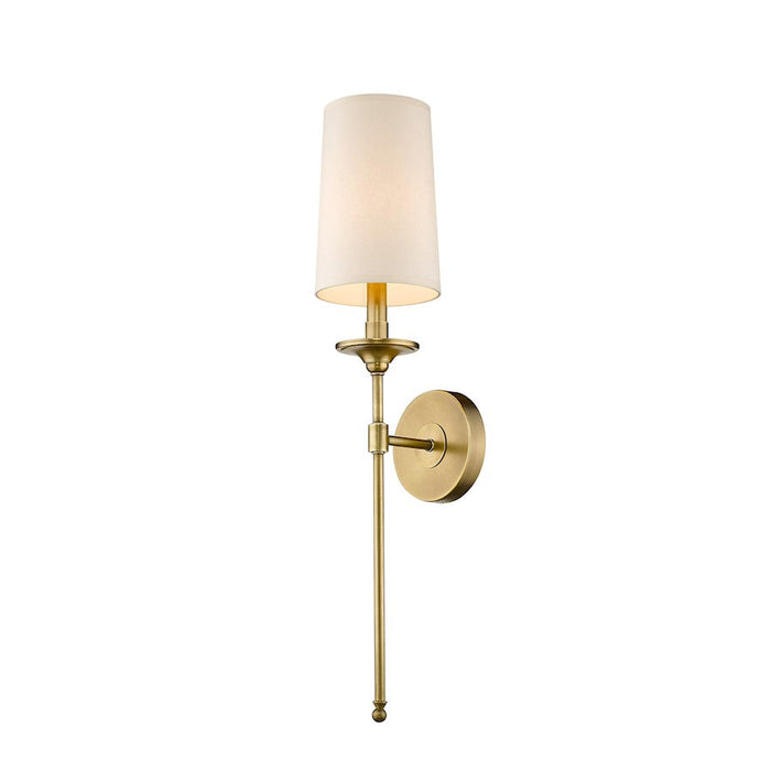 Z-Lite Emily 1 Light 26" Wall Sconce, Rubbed Brass, Beige - 807-1S-RB