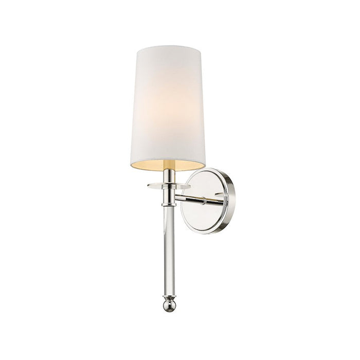 Z-Lite Mila 1 Light 19.5" Wall Sconce, Polished Nickel, White - 808-1S-PN