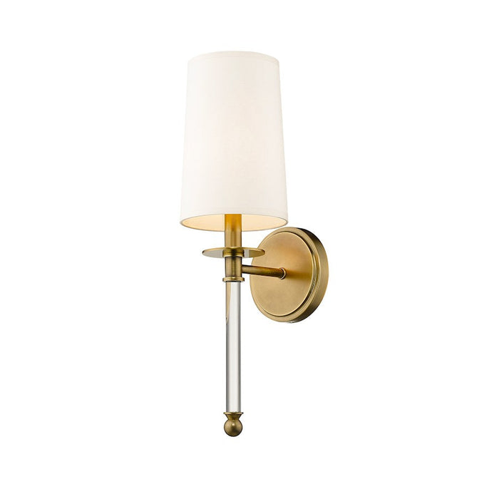 Z-Lite Mila 1 Light 19.5" Wall Sconce, Rubbed Brass, Beige - 808-1S-RB