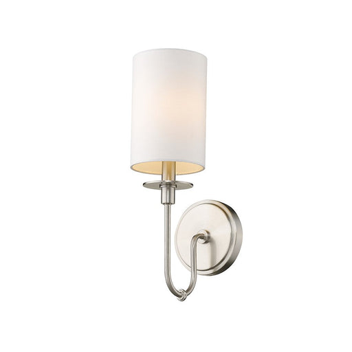 Z-Lite Ella 1 Light 15.5" Wall Sconce, Brushed Nickel, White - 809-1S-BN