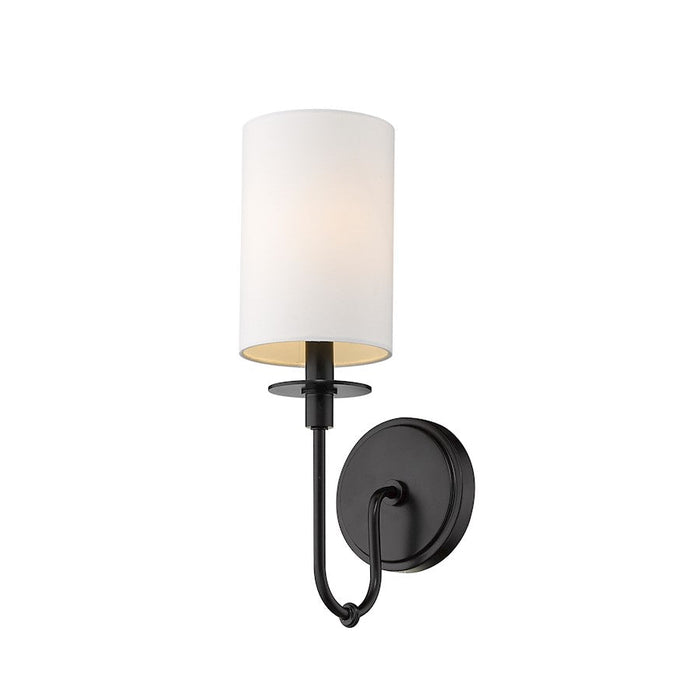 Z-Lite Ella 1 Light 15.5" Wall Sconce, Matte Black, White - 809-1S-MB