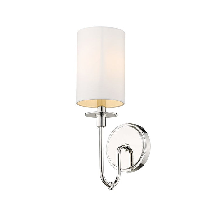 Z-Lite Ella 1 Light 15.5" Wall Sconce, Polished Nickel, White - 809-1S-PN