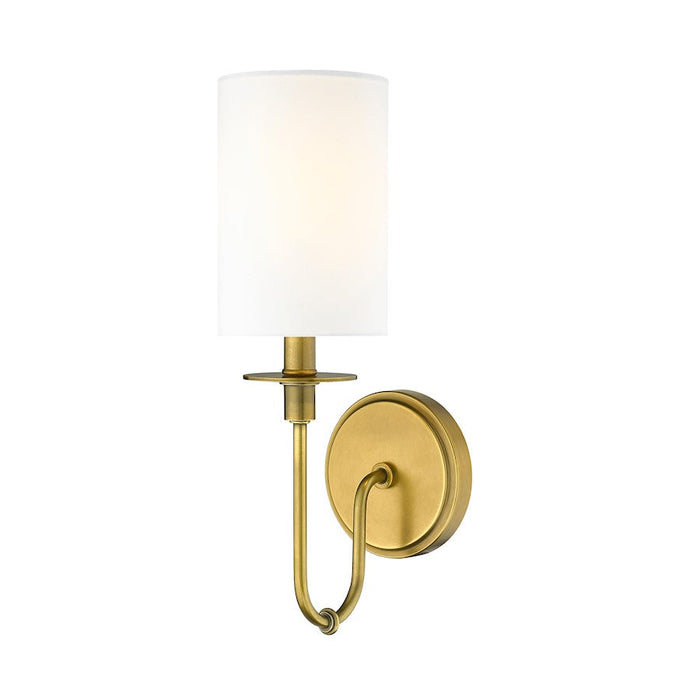 Z-Lite Ella 1 Light 15" Wall Sconce, Rubbed Brass/White