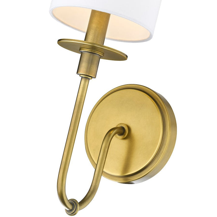 Z-Lite Ella 1 Light 15" Wall Sconce, Rubbed Brass/White