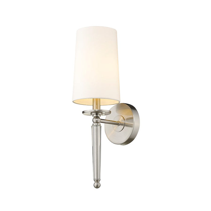 Z-Lite Avery 1 Light 19" Wall Sconce, Brushed Nickel, White - 810-1S-BN