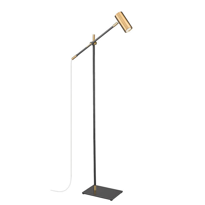 Z-Lite Calumet 1 Lt Floor Lamp, Black + Olde Brass/Olde Brass