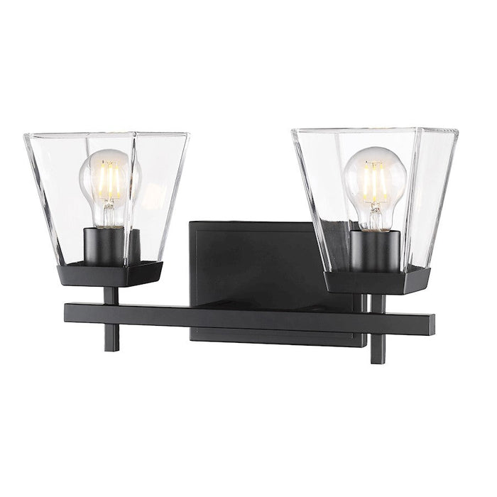 Z-Lite Lauren 2 Light Vanity, Matte Black/Clear - 819-2V-MB