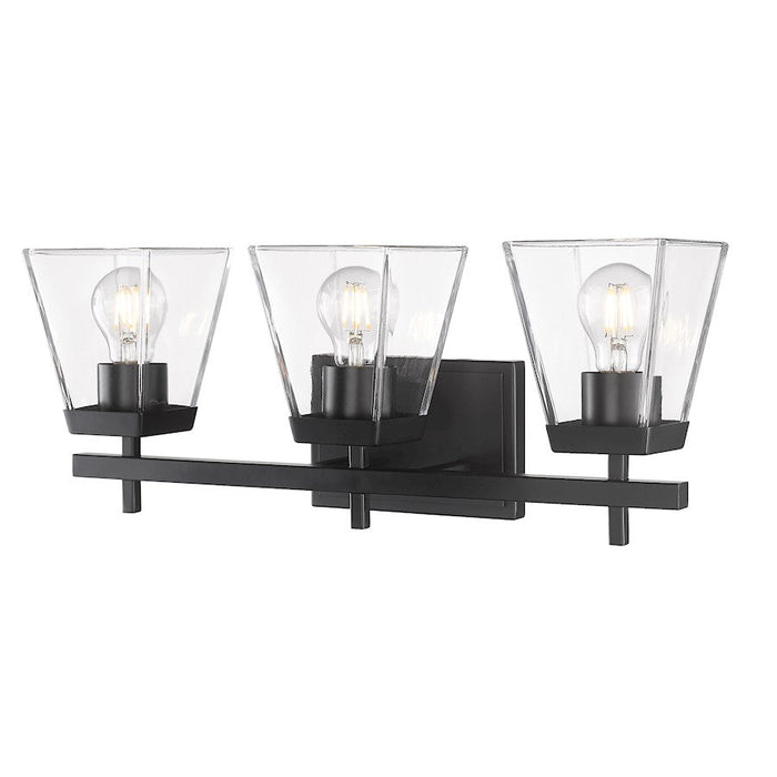 Z-Lite Lauren 3 Light Vanity, Matte Black/Clear - 819-3V-MB