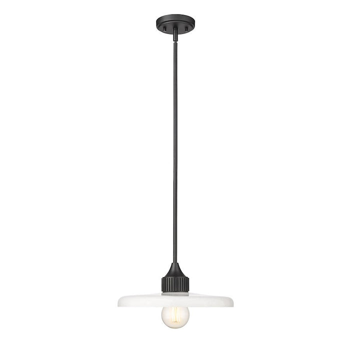 Z-Lite Paloma 1 Light 18" Pendant, Matte Black/Gloss Opal - 820P14-MB