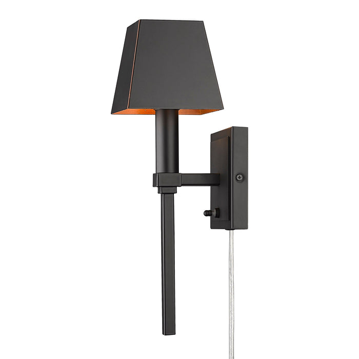 Golden Lighting Messina 1-LT Sconce, Black/Black Metal/Copper