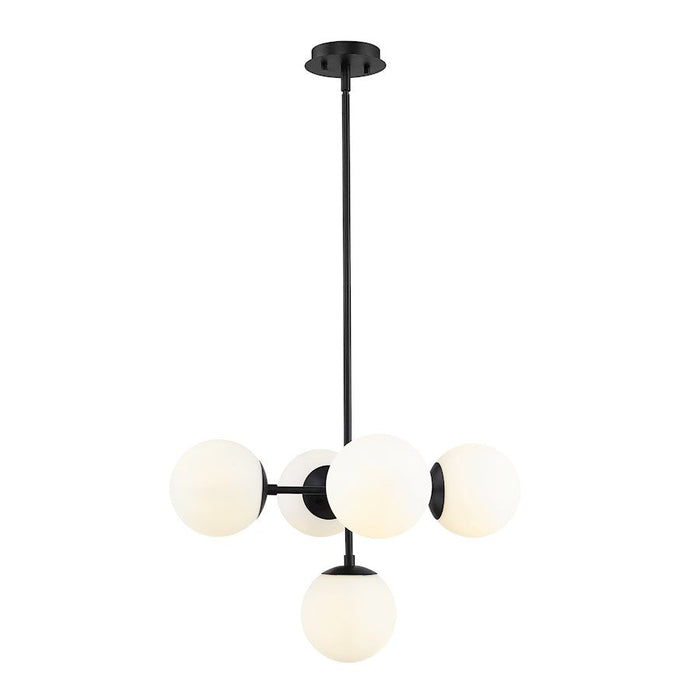 Z-Lite Midnetic 5 Light 13.5" Pendant, Matte Black, Matte Opal