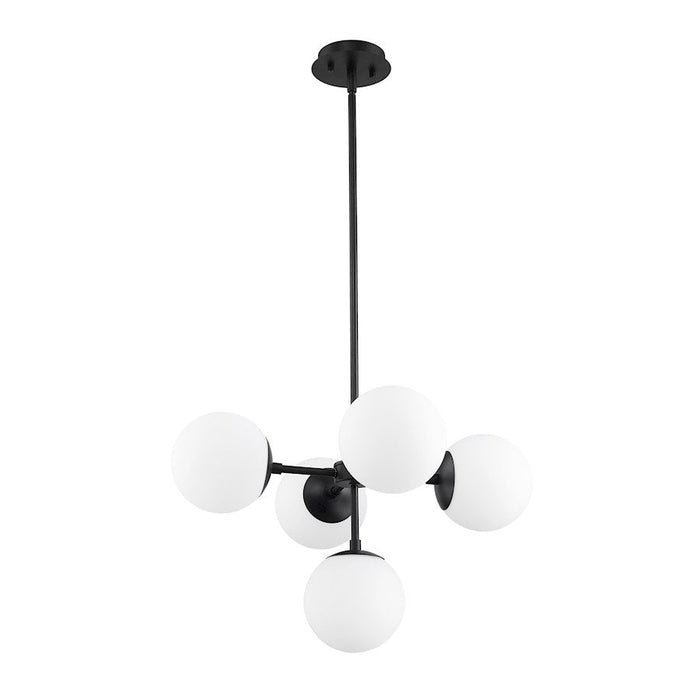 Z-Lite Midnetic 5 Light 13.5" Pendant, Matte Black, Matte Opal